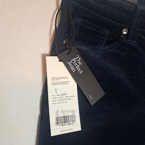 New Silver Aiko Skinny Mid Rise‎ Velvet The Perfect Jean Pants Womens Size 27x29 - Picture 7 of 13